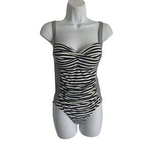 Bond Eye Australia Swimsuit Sz 10 One Piece Slimming Nautical Blue/White Striped